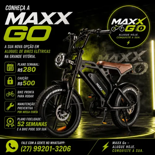 Aluguel de Bike Elétrica MAXX Go - R$280/semana - Delivery