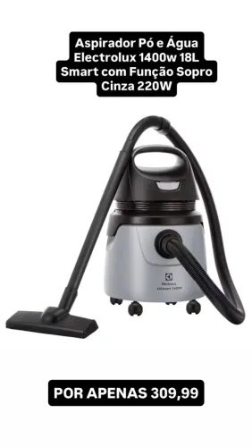 Aspirador Pó e Água Electrolux 1400w 18L Smart com Função Sopro Cinza 220W