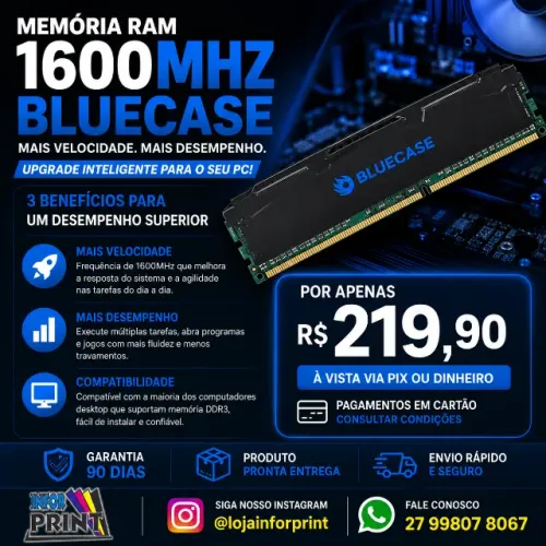Memoria Ram 8gb Ddr3 1600Mhz Bluecase
