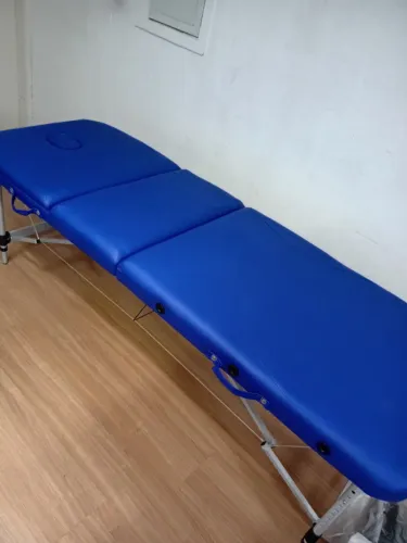 Maca Portátil Dobrável e Reclinável em Couro PU Azul