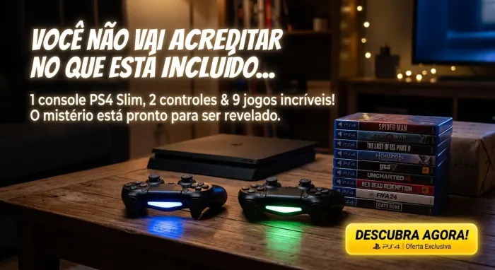 PS4 SLIM + 2 CONTROLES + 9 JOGOS! ?