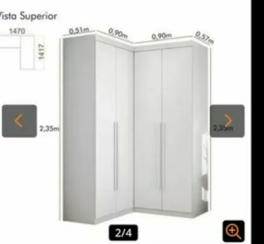Guarda-roupa de casal de canto em L branco