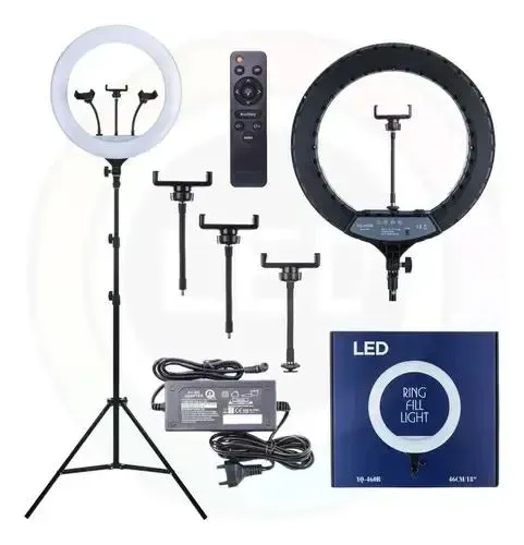 Ring Light Led 18p 50w Profissional Grande Tripé Yq-360b Estrutura Preto
