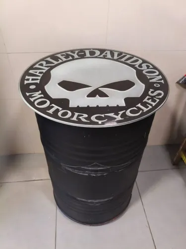 Tambor Decorativo Harley-Davidson com Tampo de Vidro