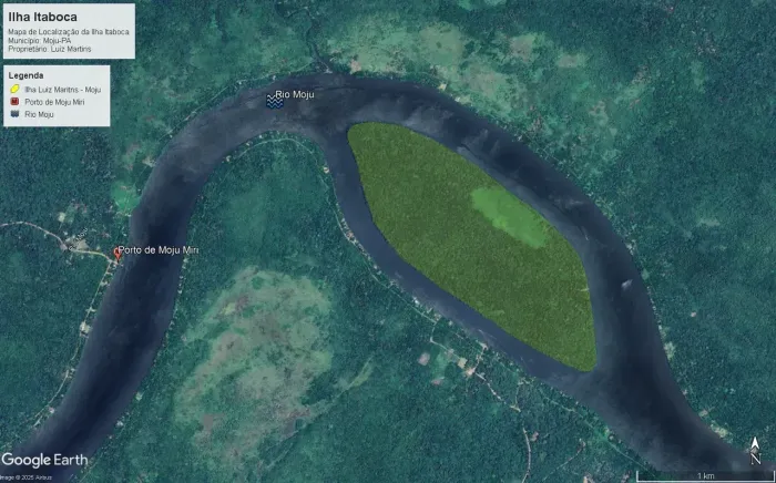ILHA Fluvial com 557 hectares em Moju Miri para plantação de açaí documentada