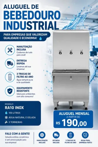 Aluguel de bebedouro industrial pra empresas