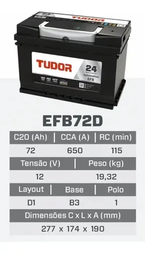 Bateria tudor 72ah