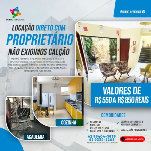 Flat para aluguel com mobília no Setor Coimbra - Goiânia - GO