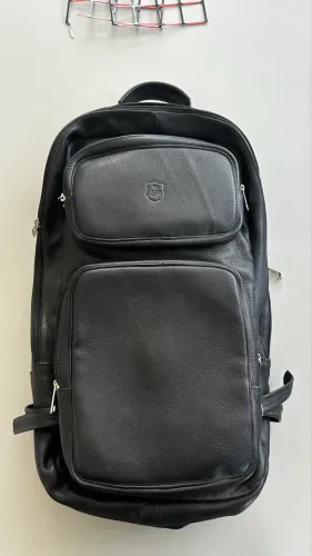 Mochila de Couro Legítimo JEF - Executiva Premium (Preta)