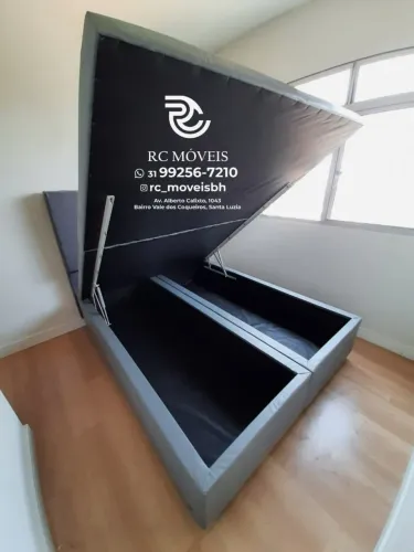 Cama box Baú Super King 1.93x2.03 Bipartido Blindado com Pistão a Gás