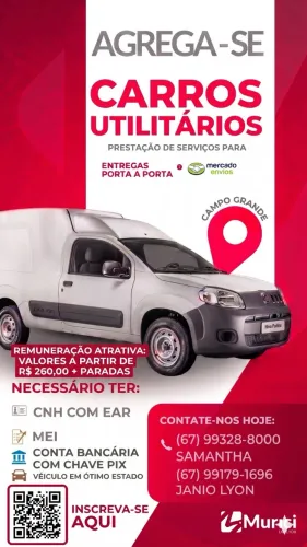 Estamos agregando motoristas com carro utilitário.