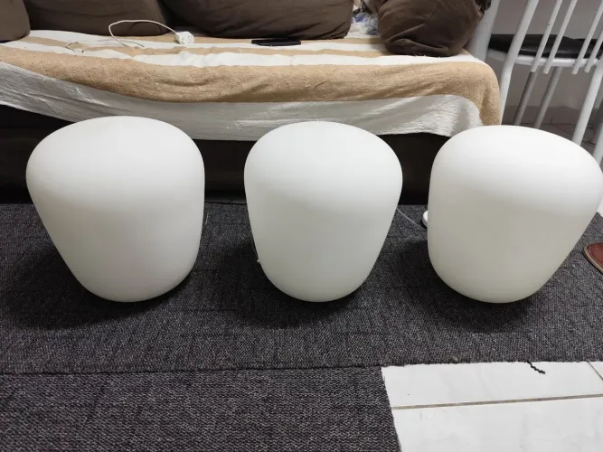 Kit com 3 Pendentes de Vidro Branco Fosco - Design Moderno - Excelente Estado