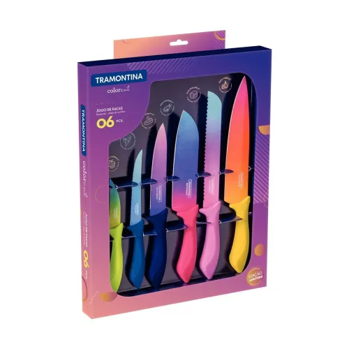 Jogo de Facas Tramontina Colorcut Colorido 06 Peças