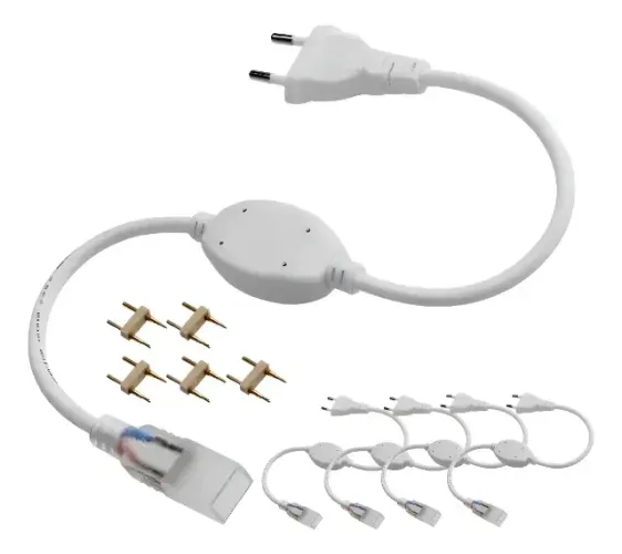 Kit 5 Conector Plug Tomada Fonte Mangueira Led Chata Bivolt Kit 5 Conector Plug Tomada