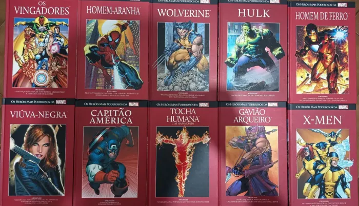 Lote HQs Marvel Salvat (Capa Vermelha) Vingadores, Homem Aranha, Capitão América
