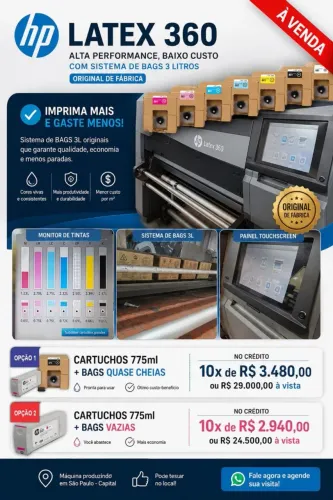 Plotter HP Latex 360 com Bag 3 litros