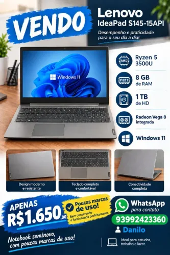 VENDO NOTEBOOK LENOVO IDEAPAD S145-15API