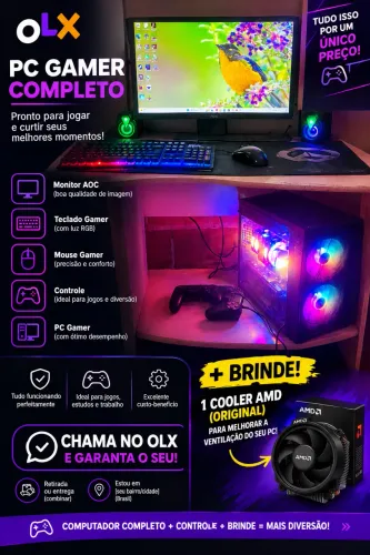 Pc montado tudo funcionando perfeitamente leva um cooler amd de brinde