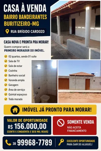 Casa a venda bairro bandeirantes buritizeiro