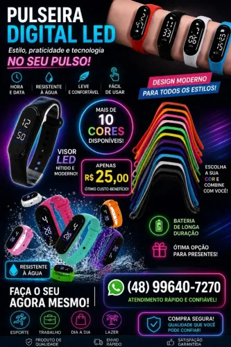 Relógio Esporte Led à prova d'agua unissex (S2)
