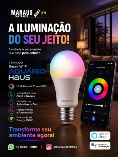 Lâmpada Inteligente Led Aquario Wi-fi 10w Compatível Alexa