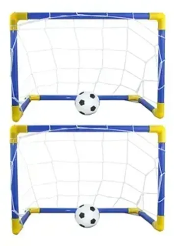 Kit Trave Golzinho Futebol Infantil- 2 traves + 2 bolas + 2 bombas - Trave com rede