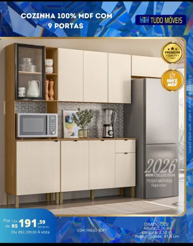 Cozinha completa 100% MDF em 4 modulos