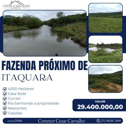 FAZENDA PRÓXIMO À ITAQUARA - 4200 HECTARES