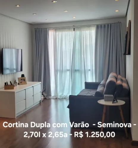 Cortina Wave 2 Camadas com Varão - Seminova