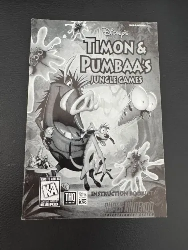 Manual Timão e Pumba Super Nintendo Original Preto Branco