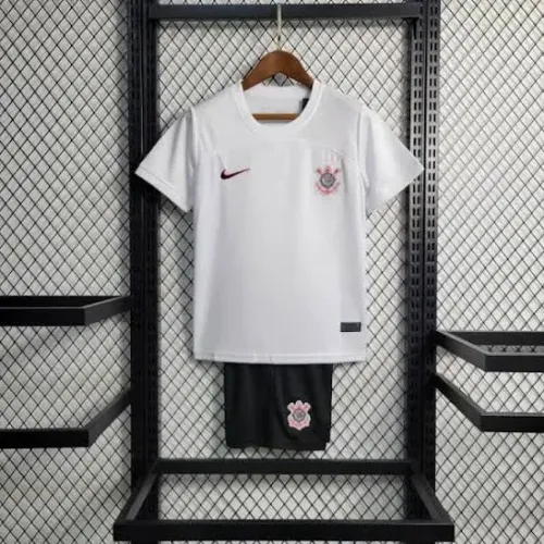Conjunto Infantil Corinthians Home Democracia 23/24 Branca 8/9 anos