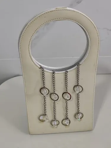 Bolsa De Mão Vintage Paco Rabanne Branca Com Pêndulos