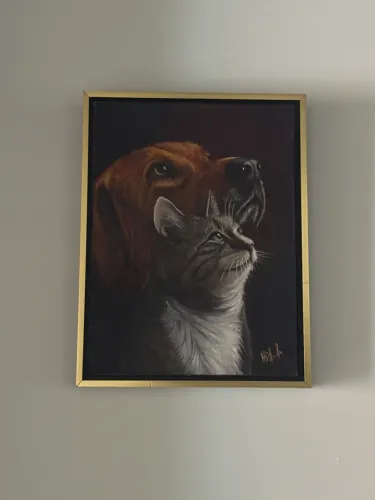 Quadro gato e cachorro 
