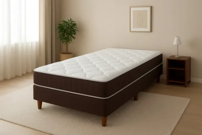 Conjunto Box de Solteiro- Cama de Solteiro Mola Ensacada- Cama + Colchão de Solteiro