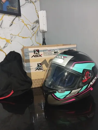 capacete draken wind asx preto/tiffany/rosa