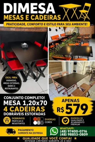 Distribuidora de mesas e cadeiras dimesa direto da fábrica. Florianópolis *