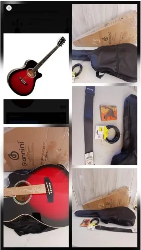 Kit Violão Eletroacústico Giannini Performance Mini-Jumbo (Com Capa e Acessórios)