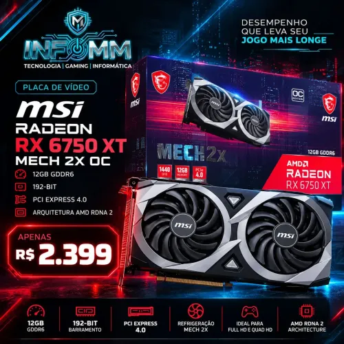 Placa de Vídeo MSI Radeon RX 6750 XT MECH 2X 12GB