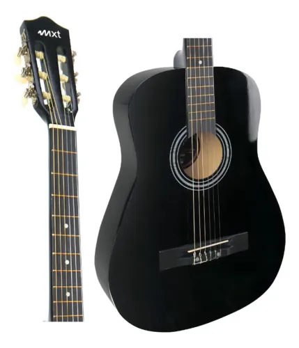 Violão Preto Clássico Nylon Mxt Com Tensor 96cm 38C-BK