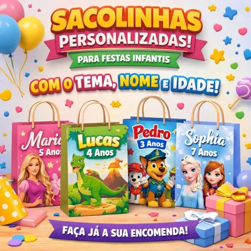 Sacolas personalizadas para festas infantis