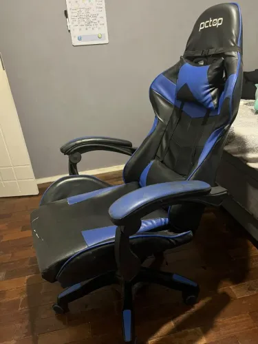 Cadeira Gamer PCTop Preta e Azul - Perfeito Funcionamento