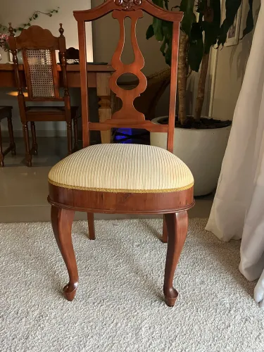 Cadeira Antiga Estilo Queen Anne Anos 60 Madeira Nobre Imbuia