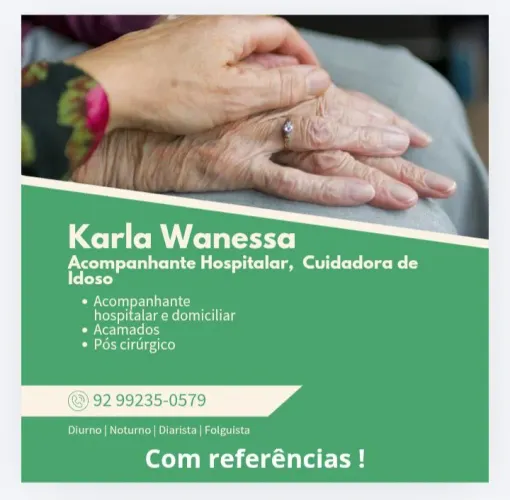 ACOMPANHANTE HOSPITALAR E CUIDADORA DE IDOSOS