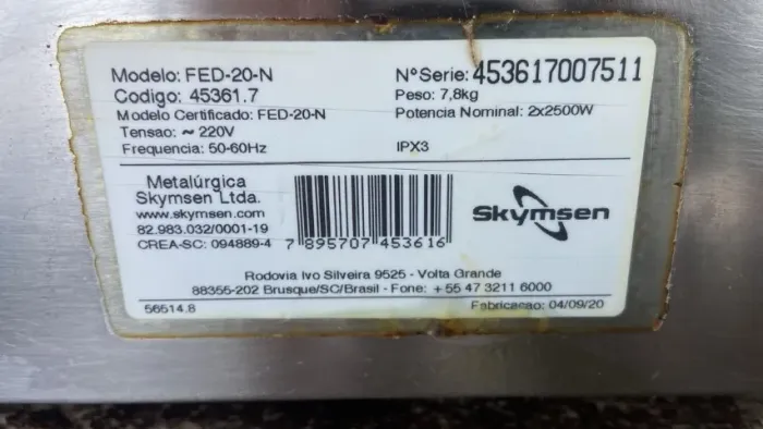 Fritadeira industrial elétrica Skymsen FED-20-N 10L aço inoxidável