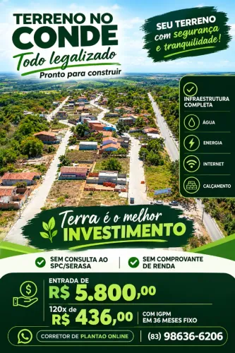 TERRENO NO CONDE - PRONTO PARA CONSTRUIR!