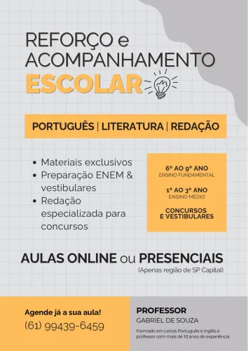 Aulas de reforço e acompanhamento escolar | Português, Literatura e Redação