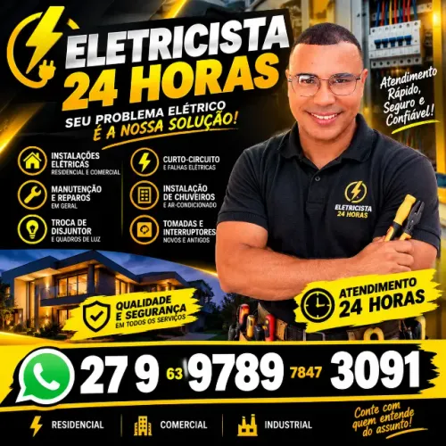 serviço de Eletricista profissional 24 horas