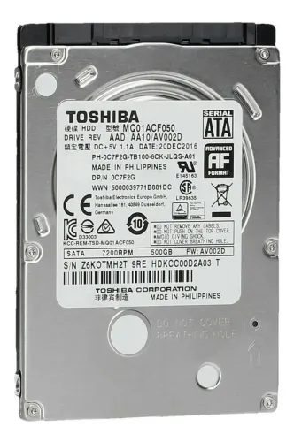HD TOSHIBA NOTEBOOK 500GB novo