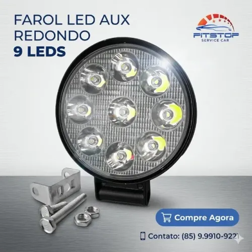Farol Milha Universal Redondo Mini 9led 13w 12-24v, Off Road