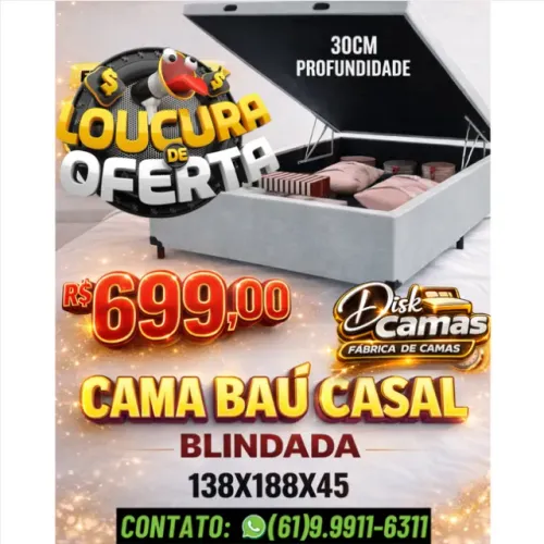 CAMA BAÚ CASAL BLINDADA - MAIS ESPAÇO, CONFORTO E QUALIDADE!